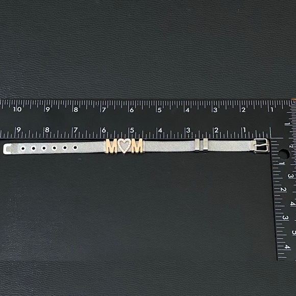 MOM Stainless Steel Mesh Slider Belt Buckle Clasp Bracelet 22.1g - Picture 12 of 13